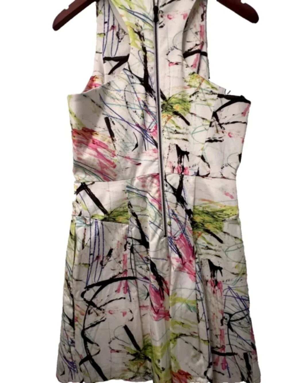 Milly Dress 12 Scribble-Print Racerback Knee Length - Picture 2 of 10